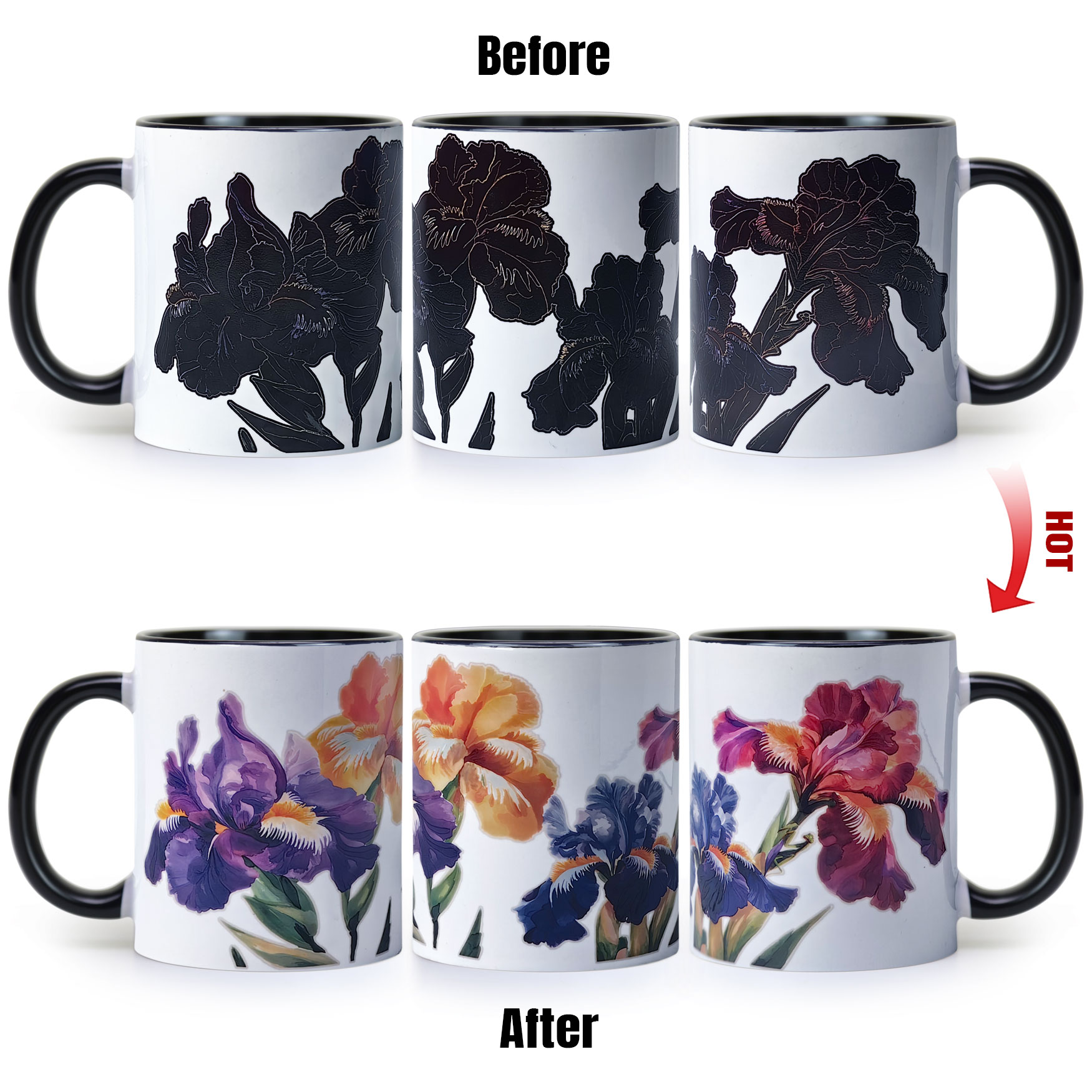 Iris, Flower Gift Color Changing Mug Magic Mug.