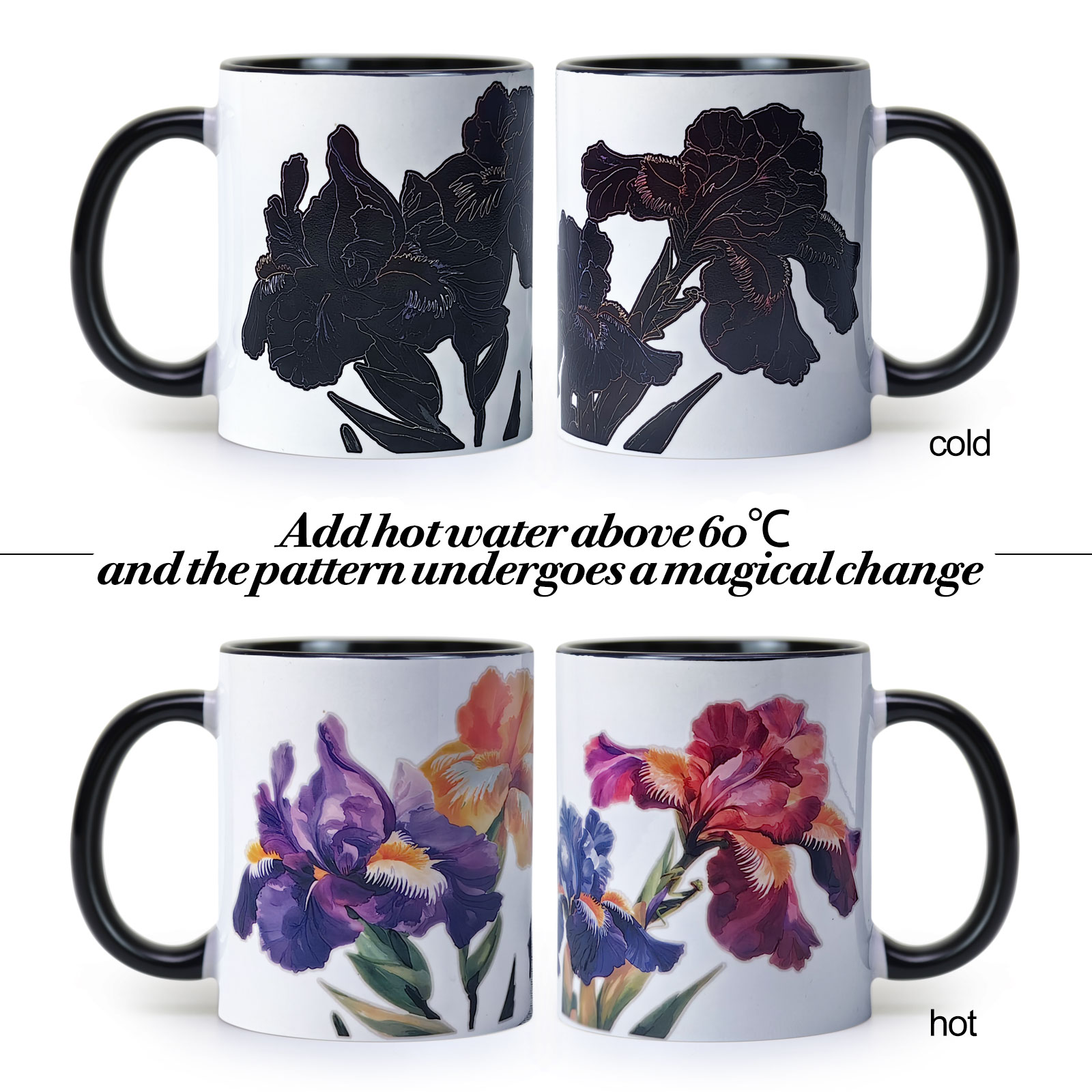 Iris, Flower Gift Color Changing Mug Magic Mug.