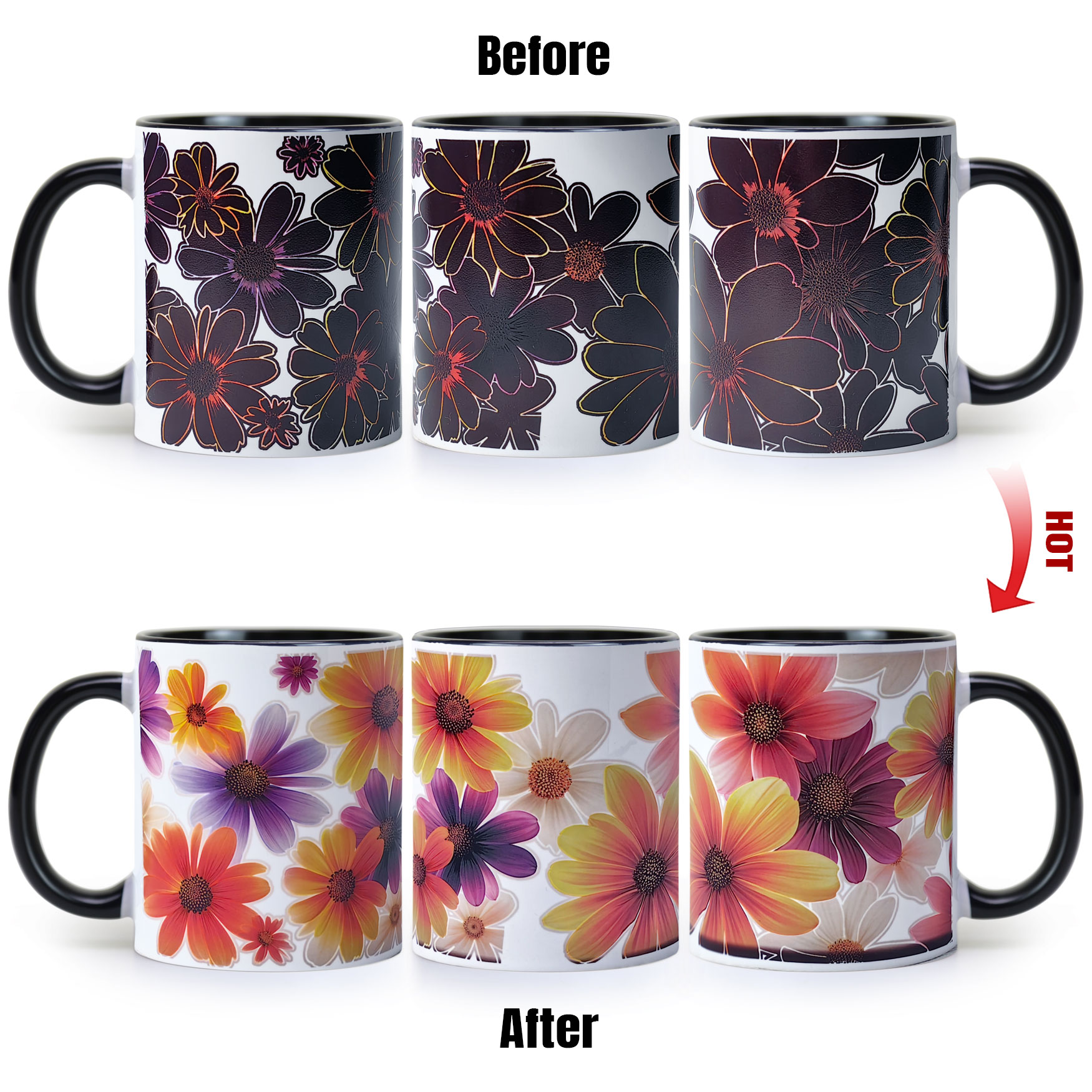 Daisy, Flower Gift Color Changing Mug Magic Mug.