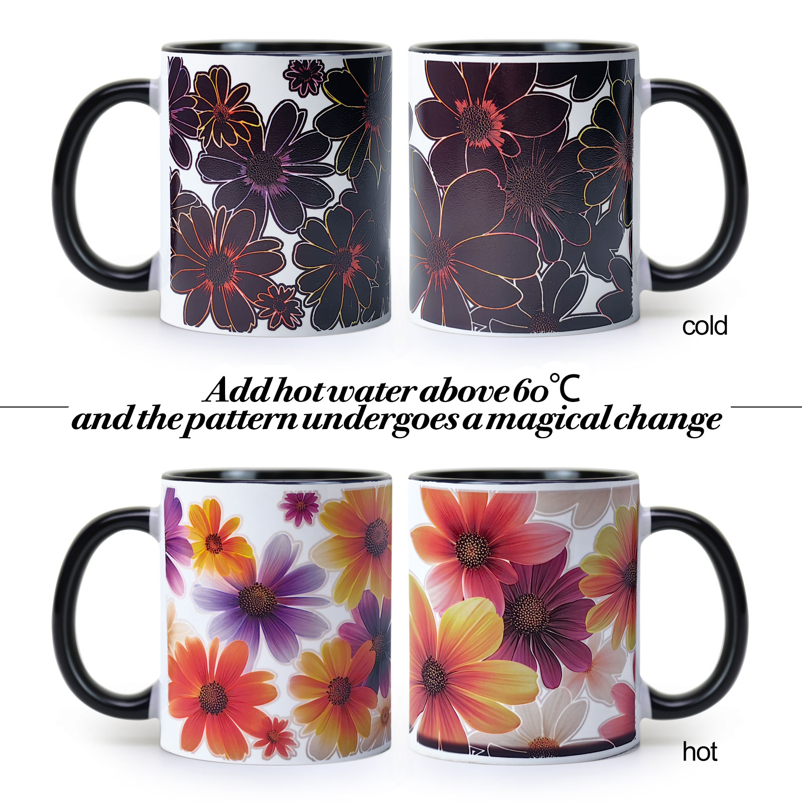 Daisy, Flower Gift Color Changing Mug Magic Mug.