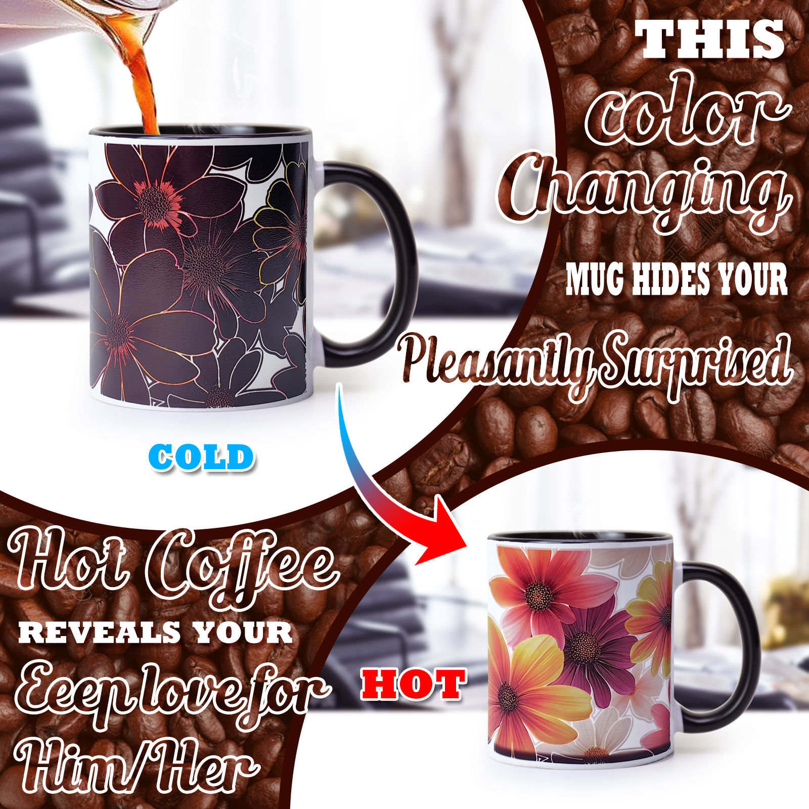 Daisy, Flower Gift Color Changing Mug Magic Mug.