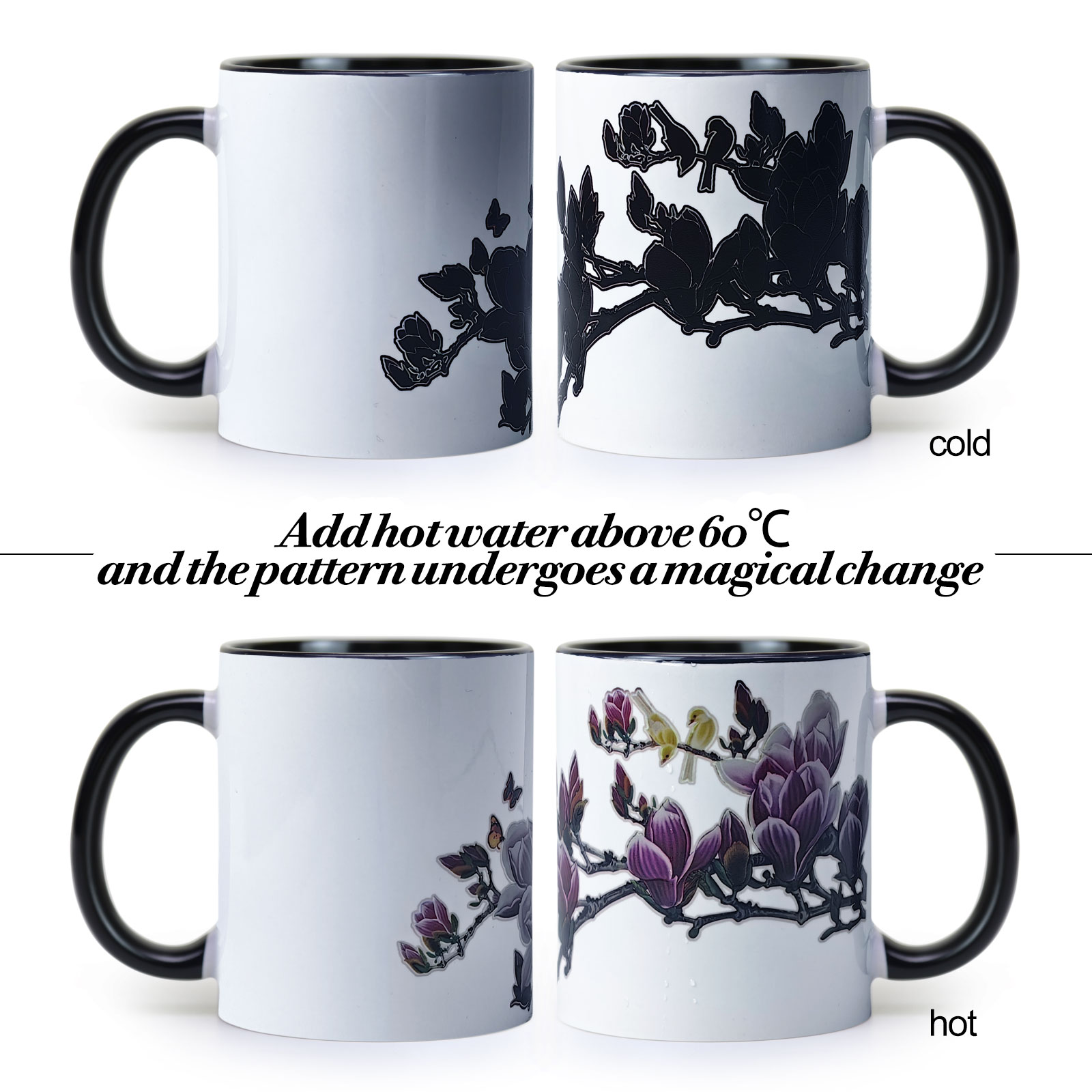 Magnolia Denudata, Flower Gift Color Changing Mug Magic Mug.