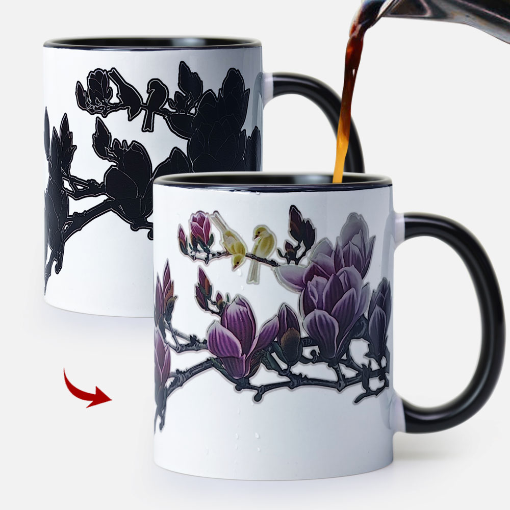 Magnolia Denudata, Flower Gift Color Changing Mug Magic Mug. Magnolia Denudata, Flower Gift Color Changing Mug Magic Mug.