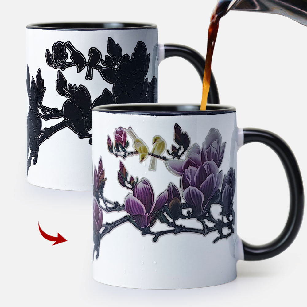 Magnolia Denudata, Flower Gift Color Changing Mug Magic Mug.