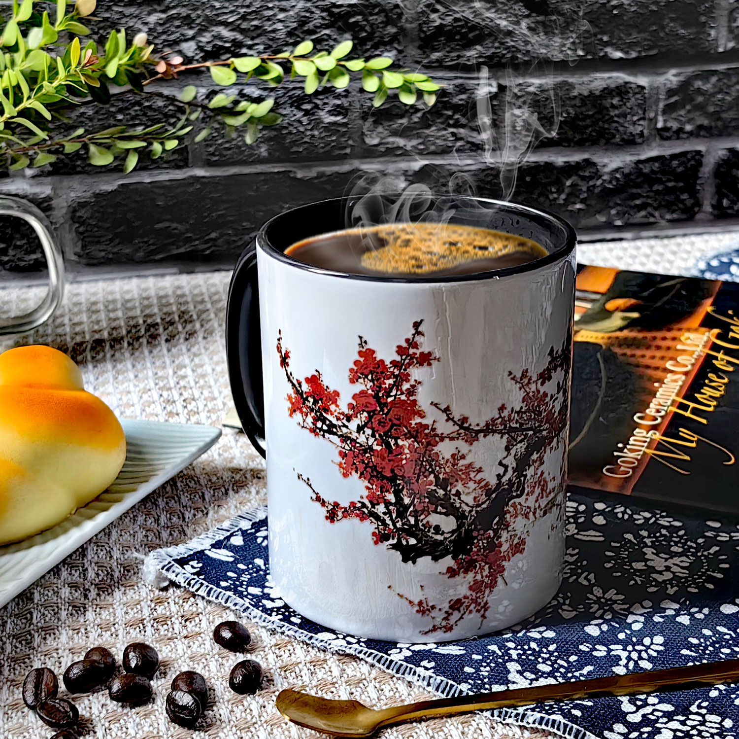 Chinese Plum, Flower Gift Color Changing Mug Magic Mug.