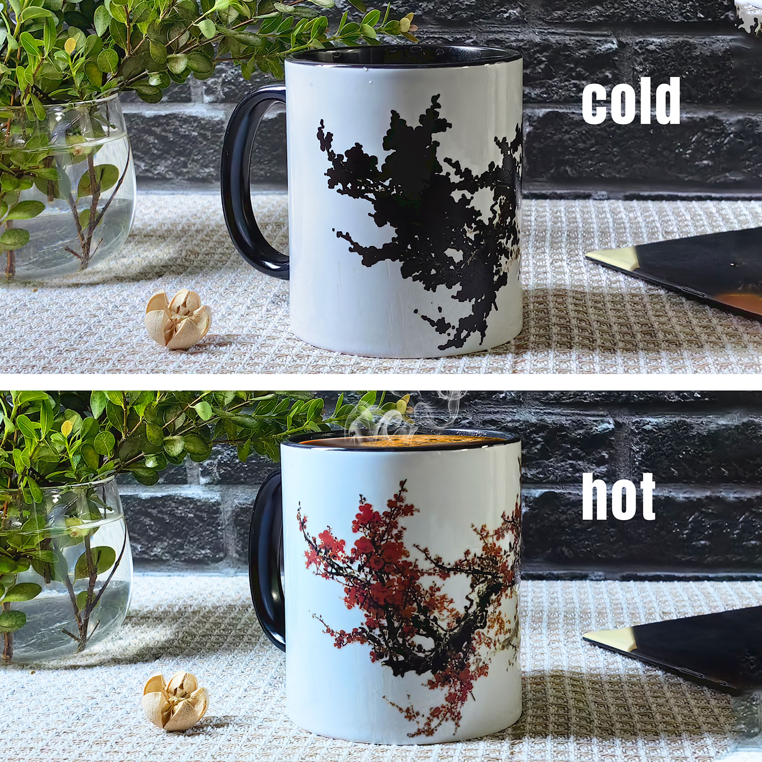 Chinese Plum, Flower Gift Color Changing Mug Magic Mug.
