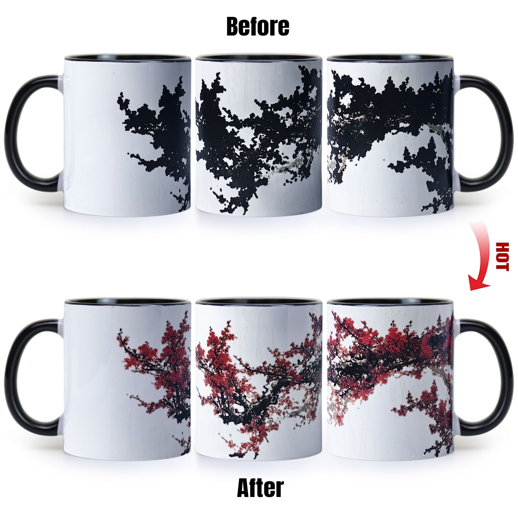 Chinese Plum, Flower Gift Color Changing Mug Magic Mug.