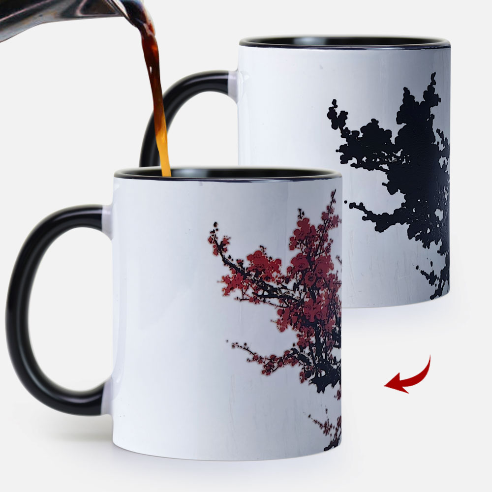 Chinese Plum, Flower Gift Color Changing Mug Magic Mug.