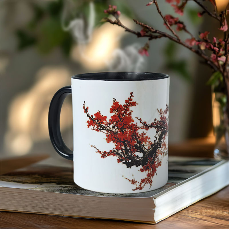 Chinese Plum, Flower Gift Color Changing Mug Magic Mug.