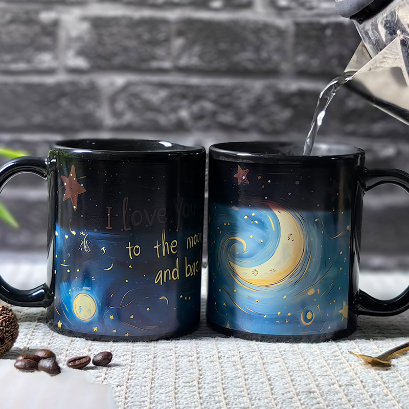 Starry Sky-Moon Love, Valentine Color Changing Mug Magic Mug.