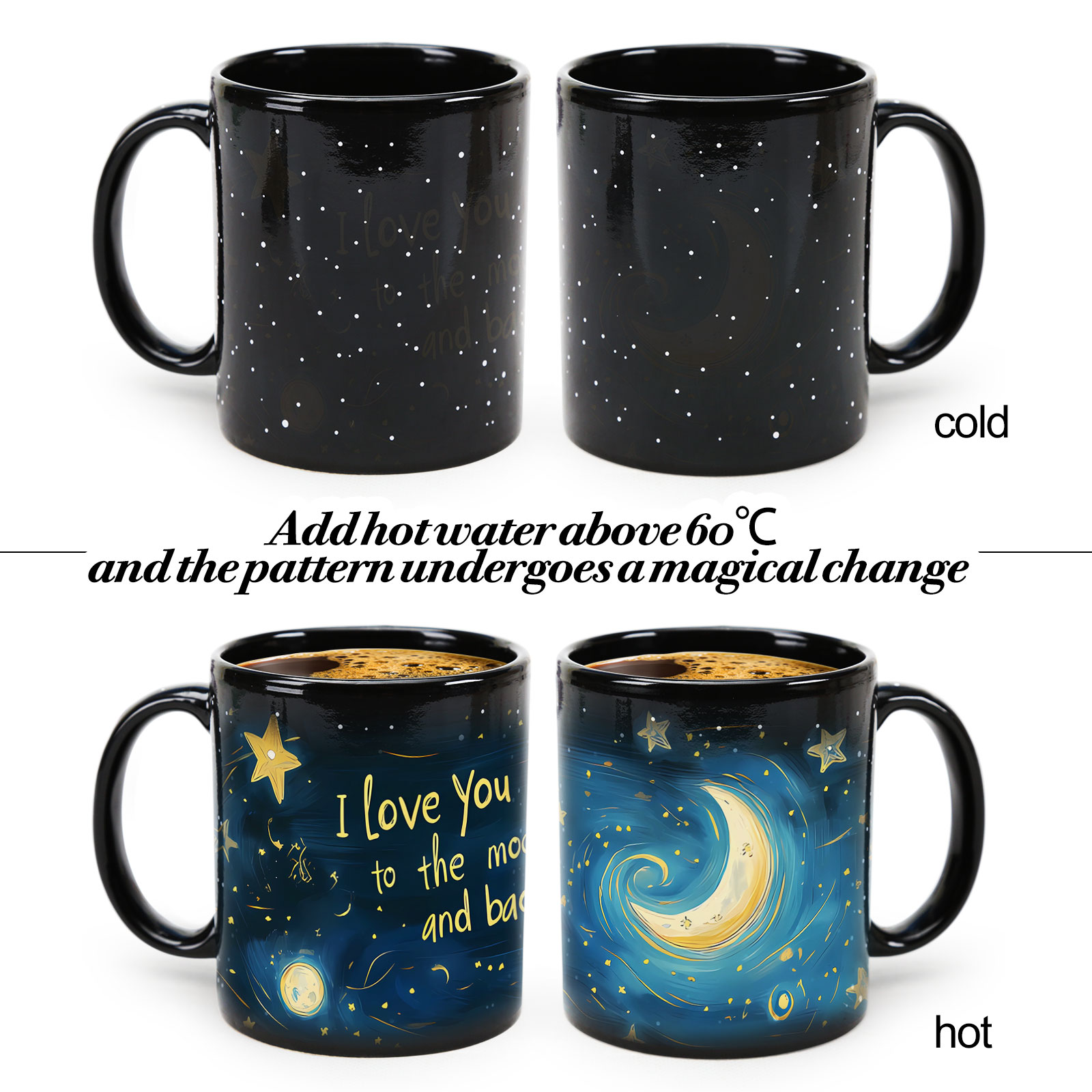 Starry Sky-Moon Love, Valentine Color Changing Mug Magic Mug.