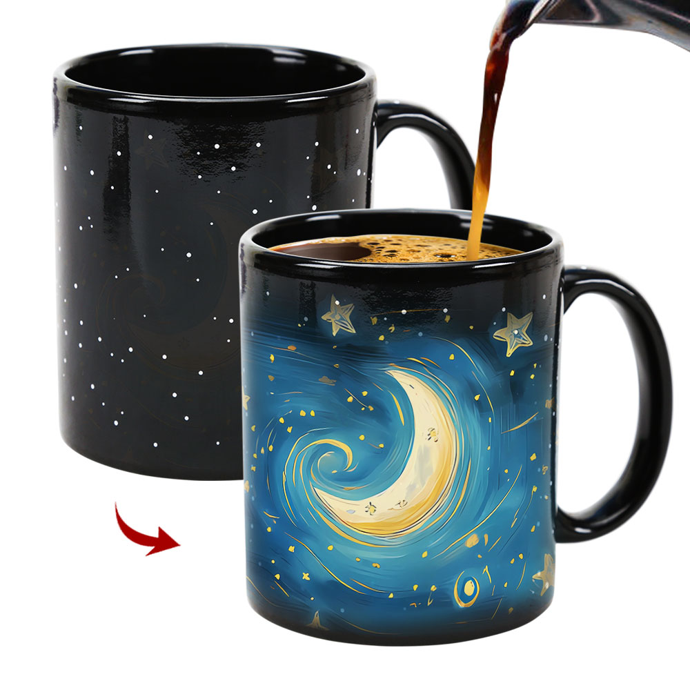 Starry Sky-Moon Love, Valentine Color Changing Mug Magic Mug.