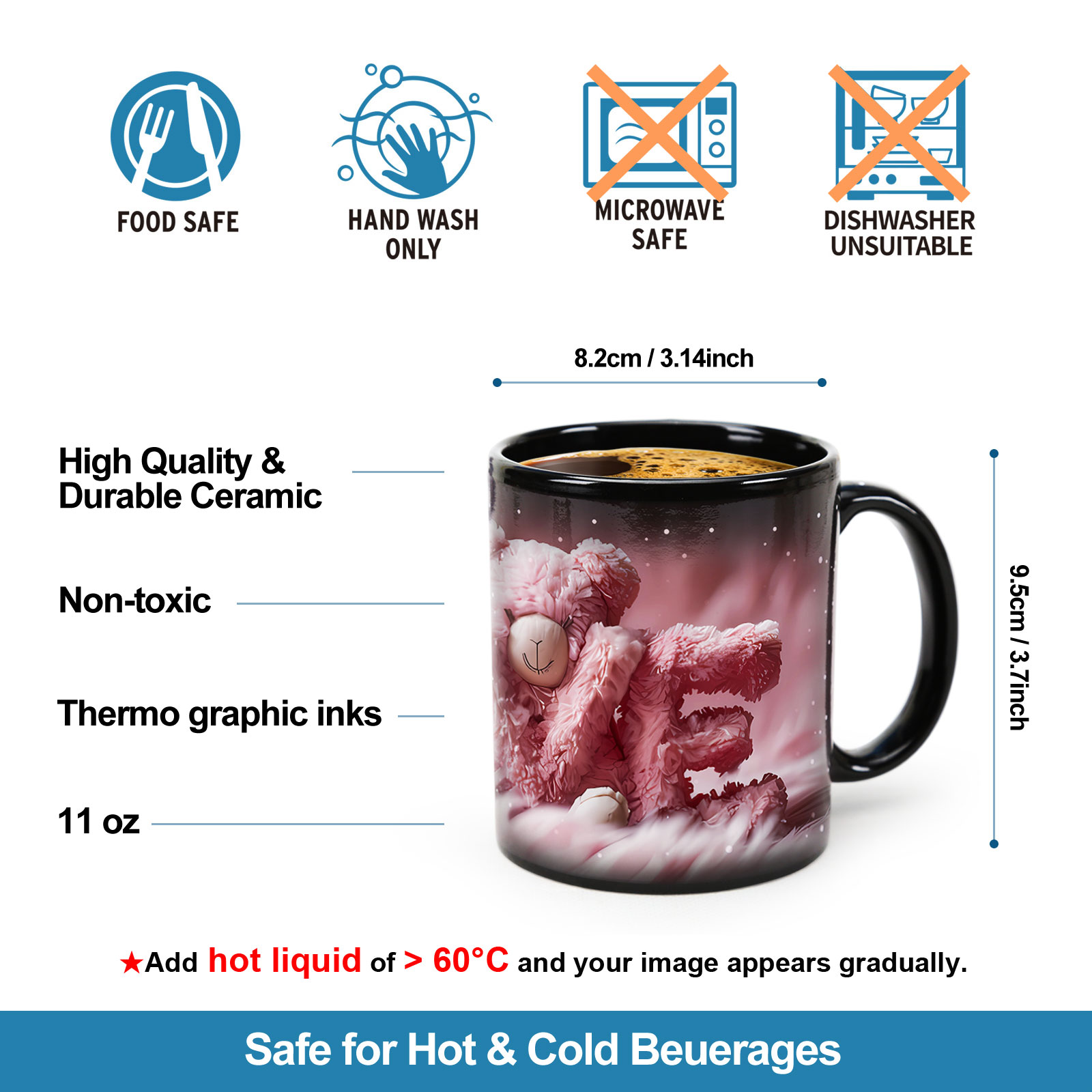 Starry Sky-LOVE, Valentine Color Changing Mug Magic Mug.