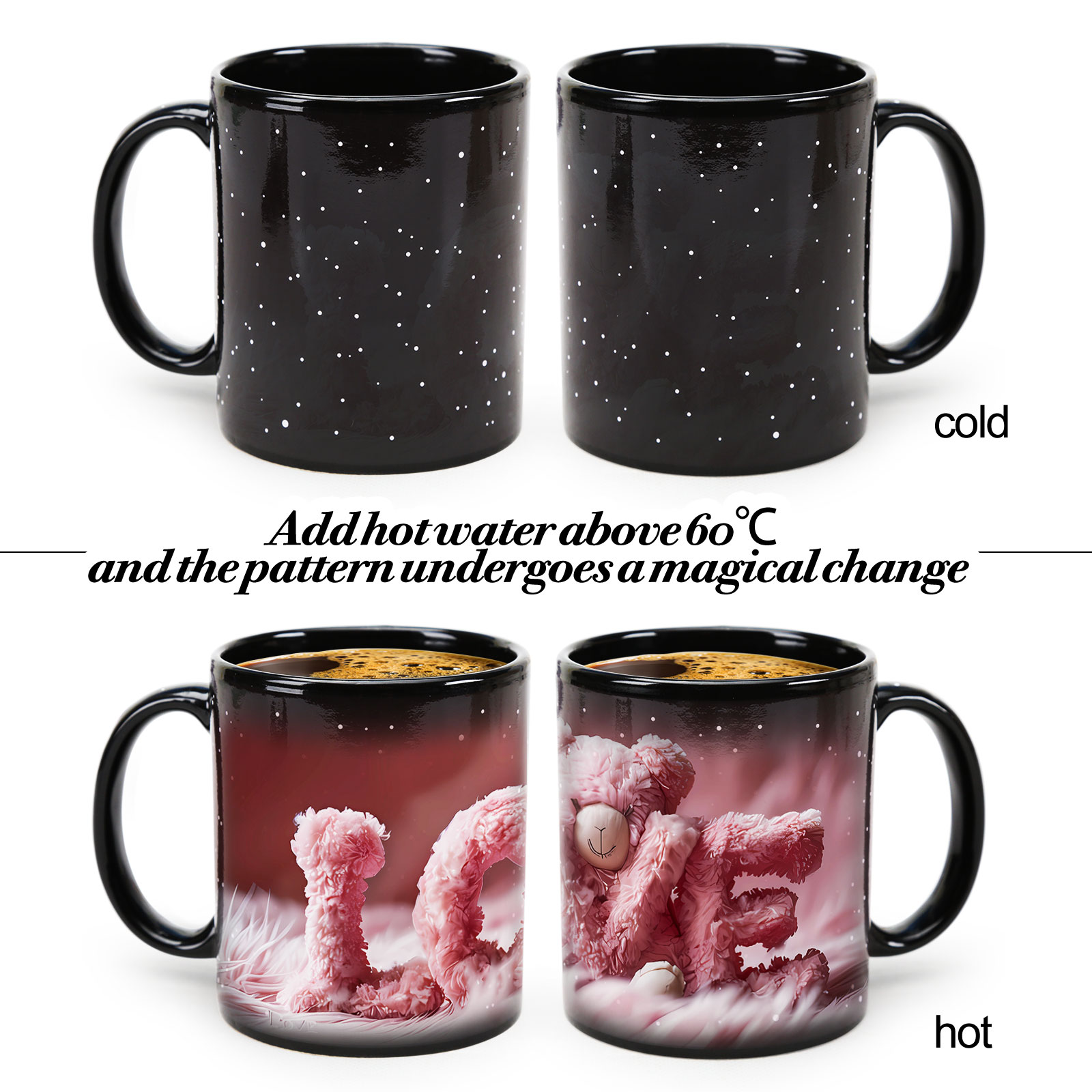 Starry Sky-LOVE, Valentine Color Changing Mug Magic Mug.