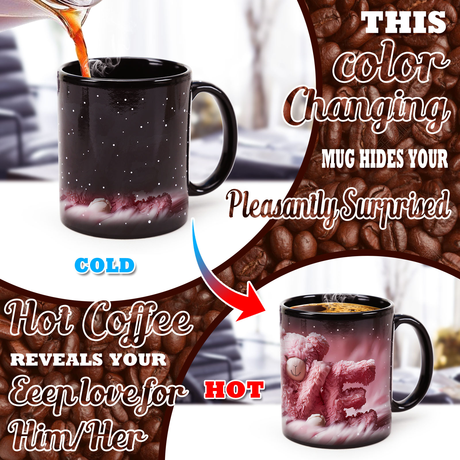 Starry Sky-LOVE, Valentine Color Changing Mug Magic Mug.