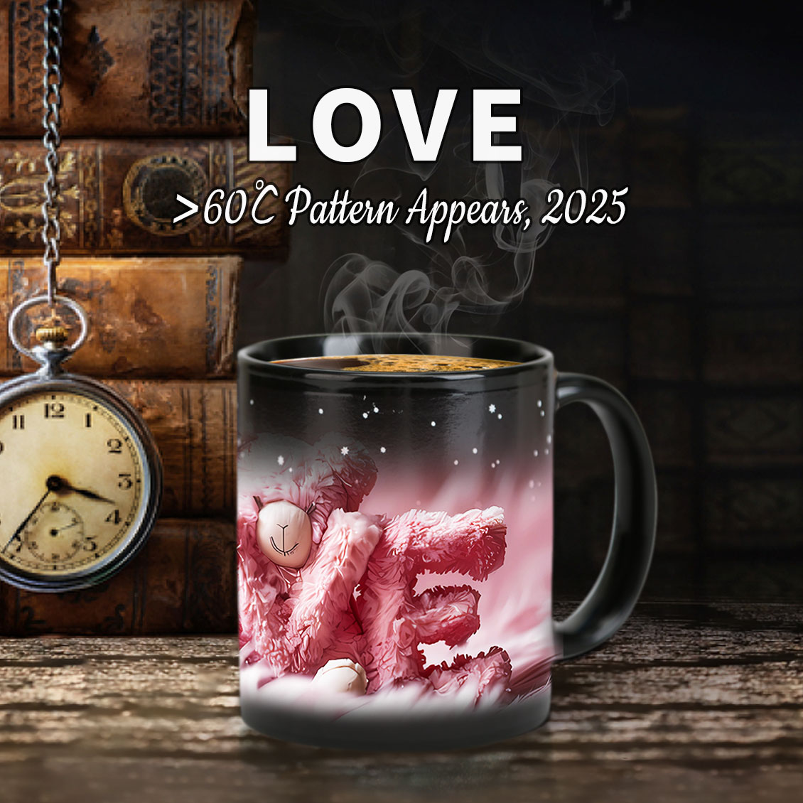 Starry Sky-LOVE, Valentine Color Changing Mug Magic Mug.