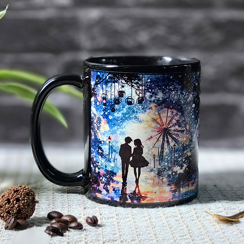Starry Romance-Psychedelic Love, Valentine Color Changing Mug Magic Mug.