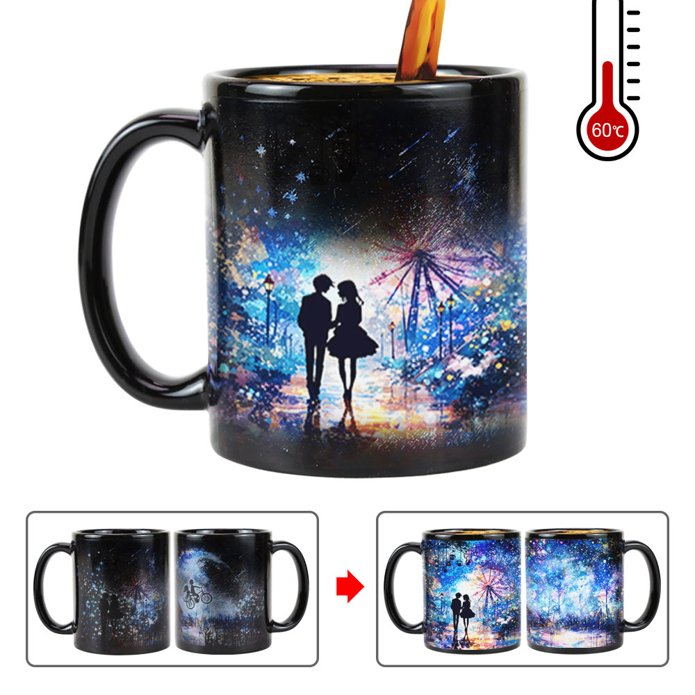Starry Romance-Psychedelic Love, Valentine Color Changing Mug Magic Mug.