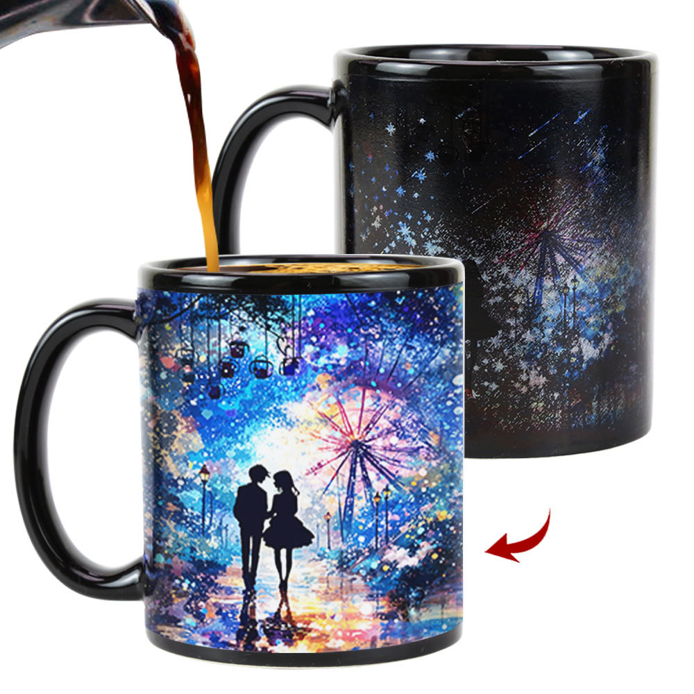 Starry Romance-Psychedelic Love, Valentine Color Changing Mug Magic Mug.