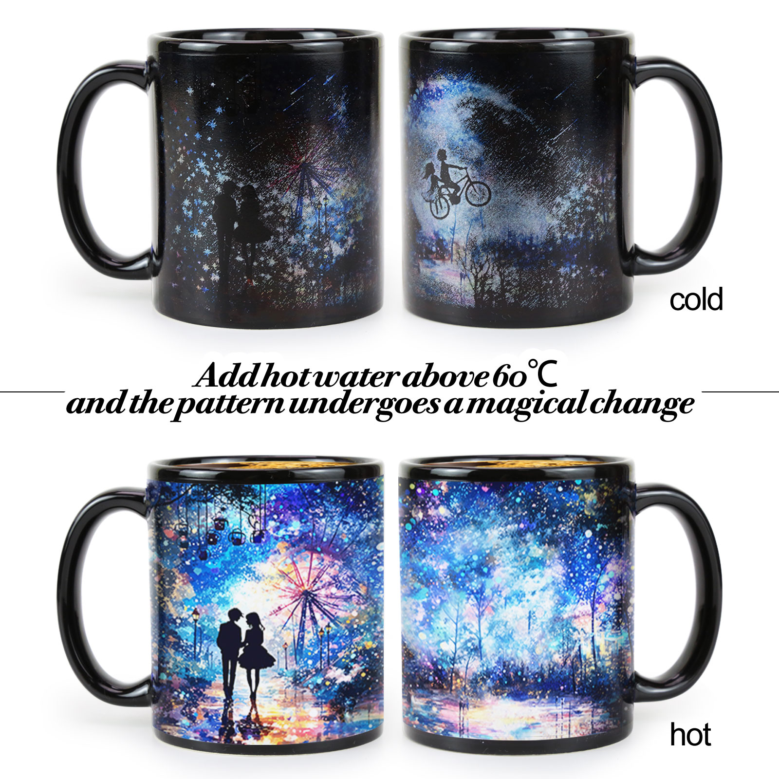 Starry Romance-Psychedelic Love, Valentine Color Changing Mug Magic Mug.