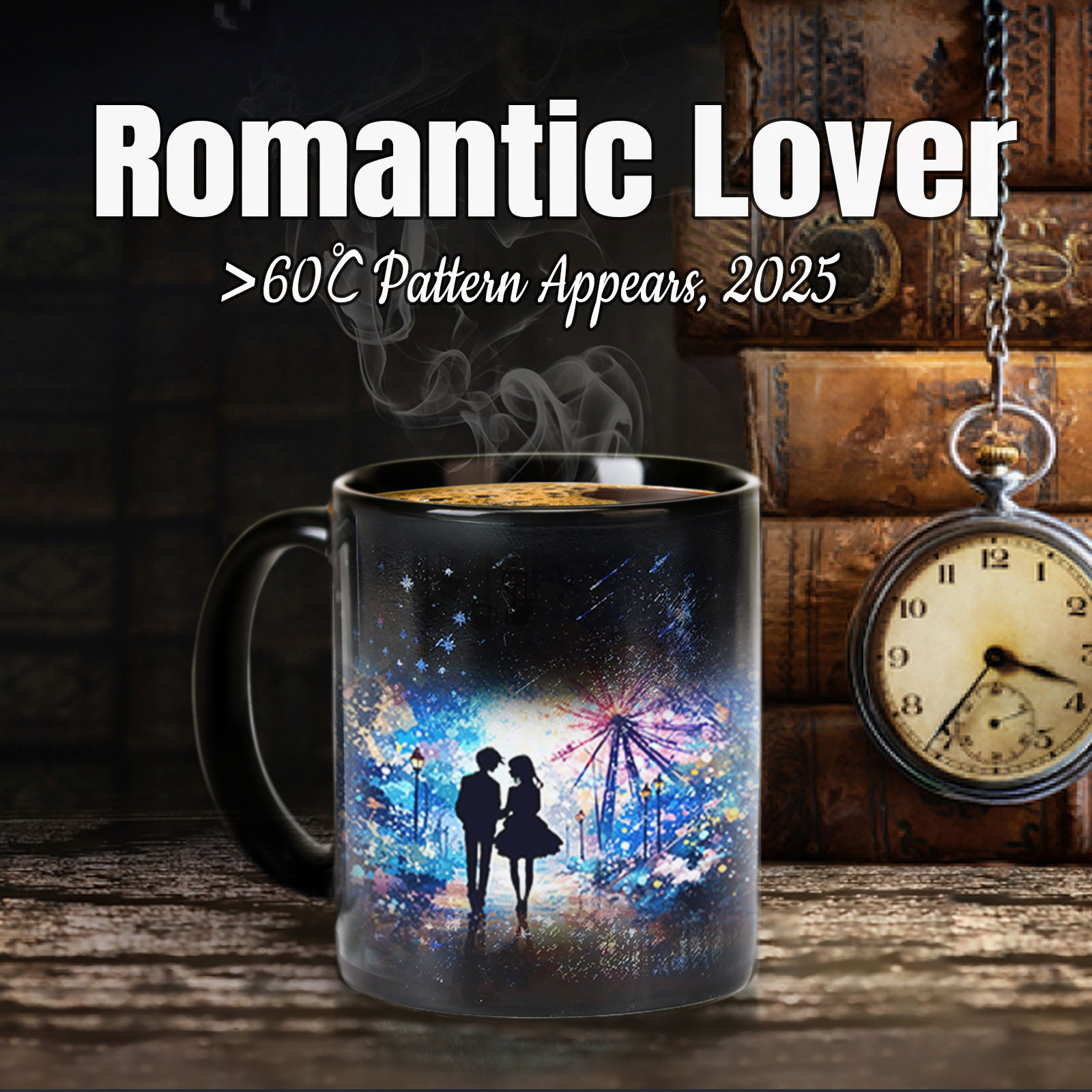 Starry Romance-Psychedelic Love, Valentine Color Changing Mug Magic Mug.