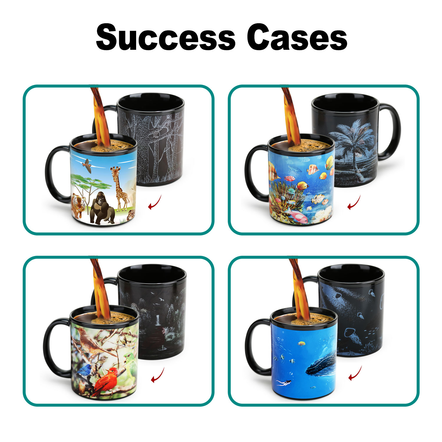Custom color-changing mugs with preset patterns, custom designs based on your own patterns, and batch color-changing mugs