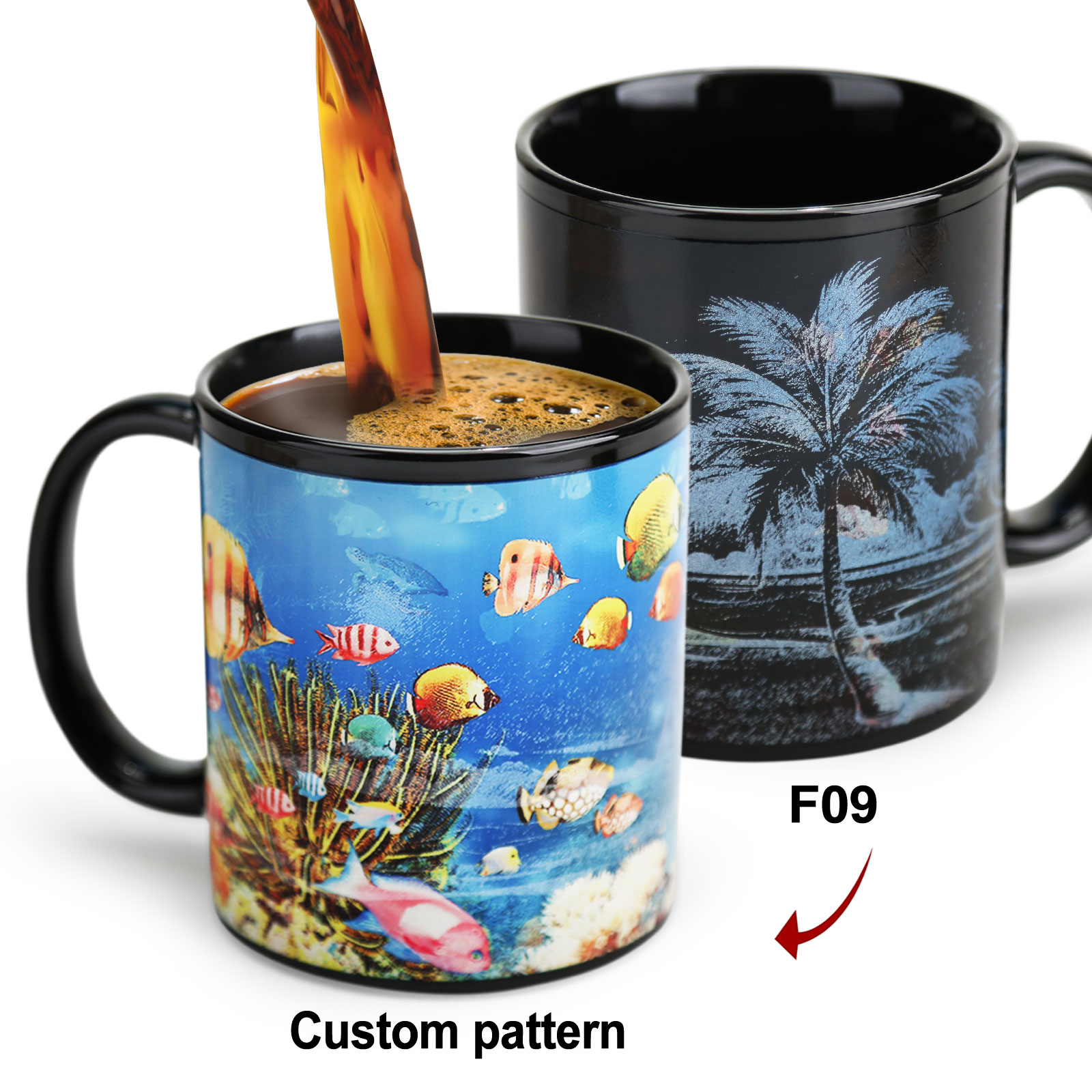 Custom color-changing mugs with preset patterns, custom designs based on your own patterns, and batch color-changing mugs
