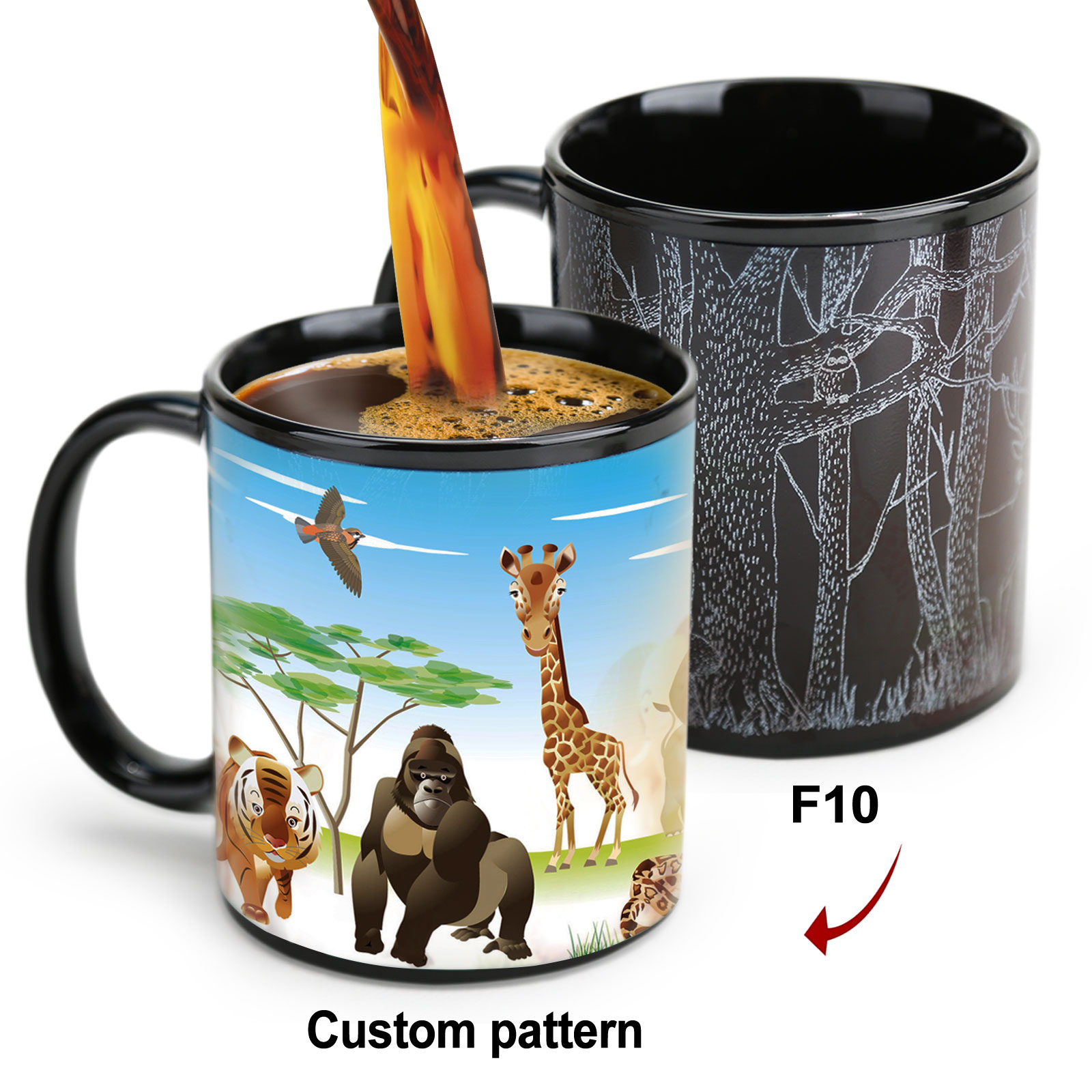 Custom color-changing mugs with preset patterns, custom designs based on your own patterns, and batch color-changing mugs