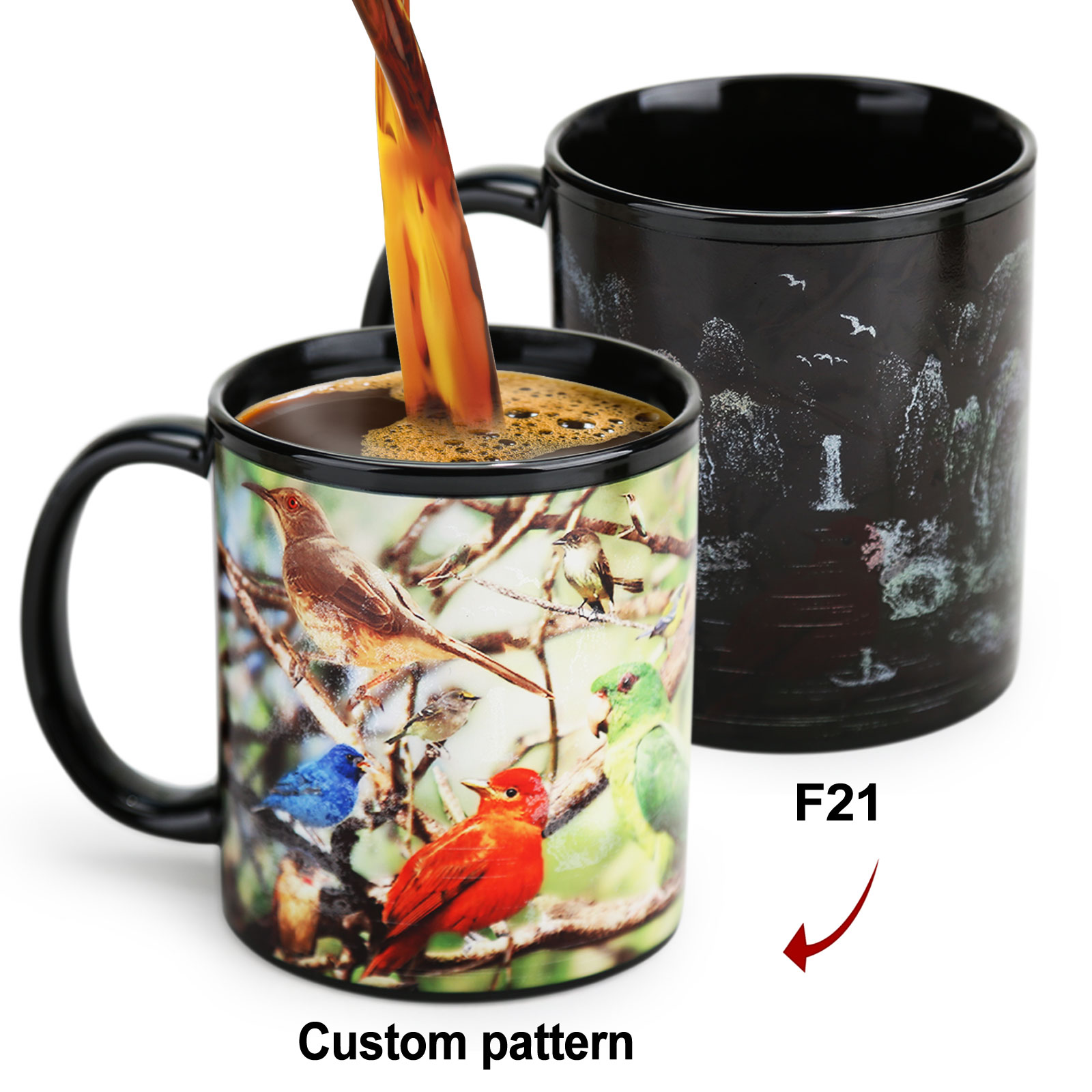 Custom color-changing mugs with preset patterns, custom designs based on your own patterns, and batch color-changing mugs