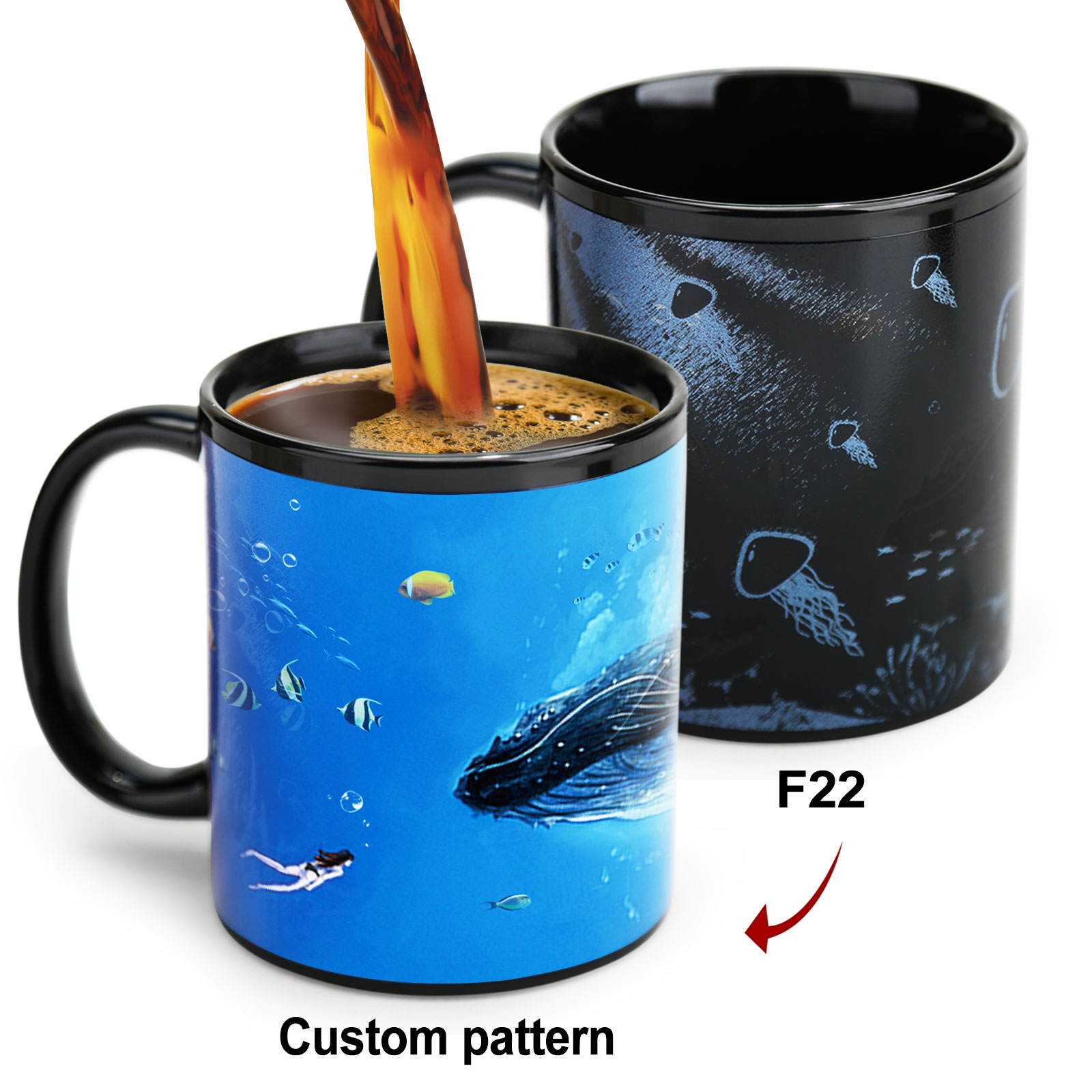 Custom color-changing mugs with preset patterns, custom designs based on your own patterns, and batch color-changing mugs