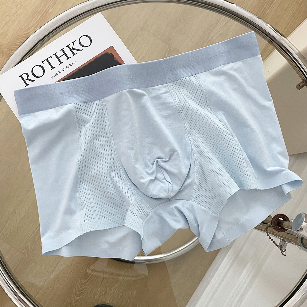 Simple Solid Color Mid-waist Hole Modal Seamless Men's Boxers Summer Cool Breathable Boxers