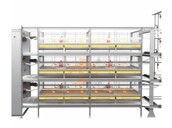 >30,000 Poulets de chair Batterie de cages de type H semi-automatique pour la récolte