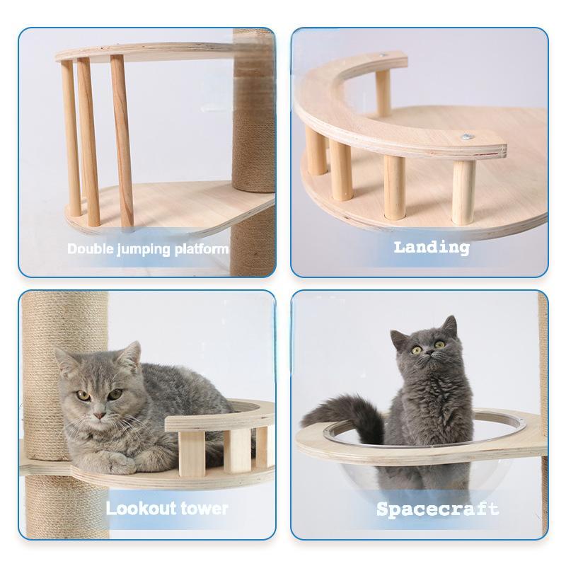 Floor to Ceiling Cat Tree Adjustable Cat Tower 7 Tier Hemp Scratching Post  CaT-033