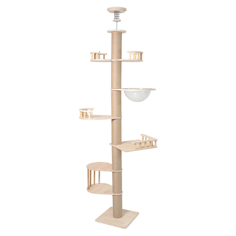 Floor to Ceiling Cat Tree Adjustable Cat Tower 7 Tier Hemp Scratching Post  CaT-033