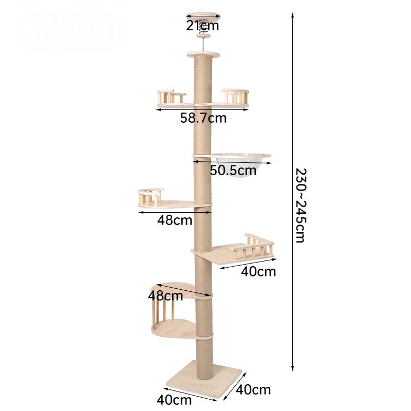 Floor to Ceiling Cat Tree Adjustable Cat Tower 7 Tier Hemp Scratching Post  CaT-033