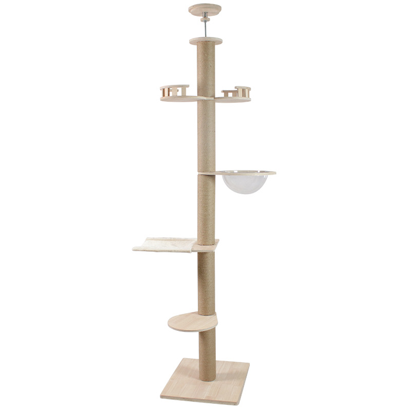 Floor to Ceiling Cat Tree Adjustable Cat Tower 5 Tier Hemp Scratching Post  CaT-034