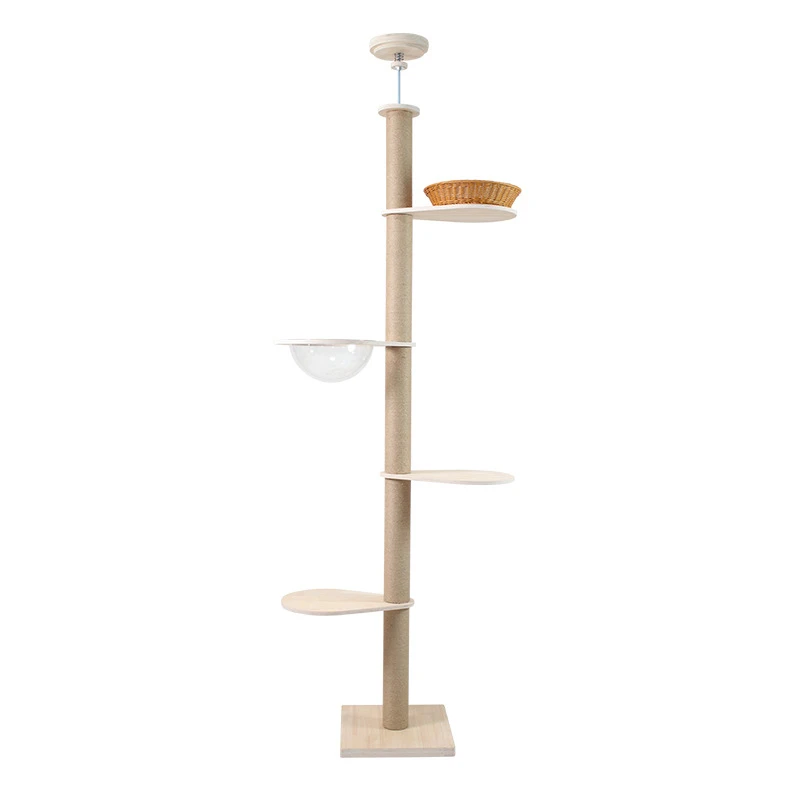 Floor to Ceiling Cat Tree Adjustable Cat Tower 5 Tier Hemp Scratching Post CaT-035