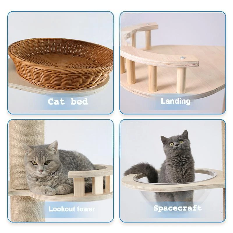 Floor to Ceiling Cat Tree Adjustable Cat Tower 7 Tier Hemp Scratching Post CaT-036