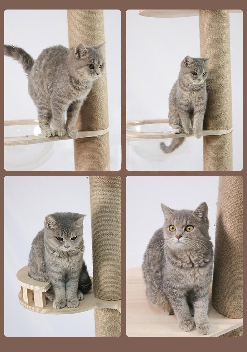 Floor to Ceiling Cat Tree Adjustable Cat Tower 5 Tier Hemp Scratching Post CaT-037