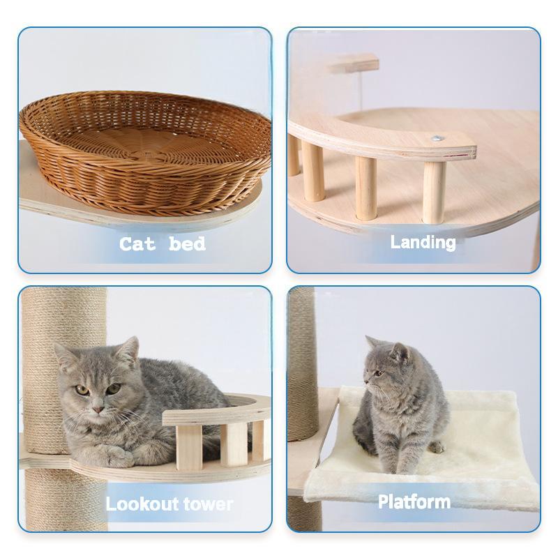 Floor to Ceiling Cat Tree Adjustable Cat Tower 5 Tier Hemp Scratching Post CaT-038