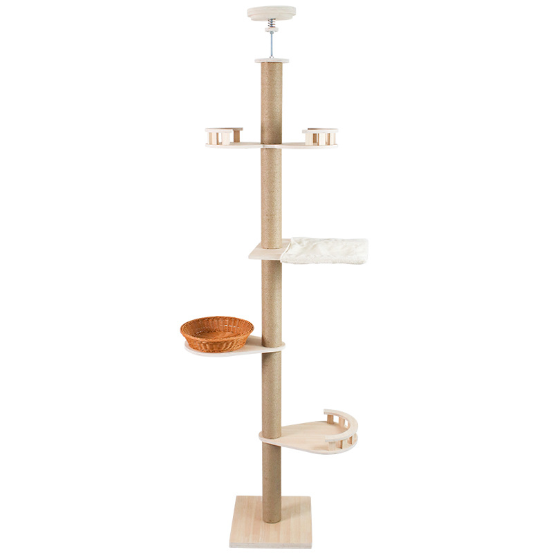 Floor to Ceiling Cat Tree Adjustable Cat Tower 5 Tier Hemp Scratching Post CaT-038