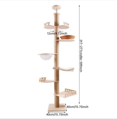 Floor to Ceiling Cat Tree Adjustable Cat Tower CaT-044