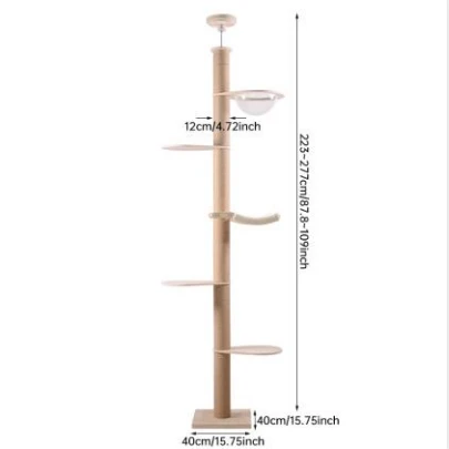 Floor to Ceiling Cat Tree Adjustable Cat Tower CaT-046