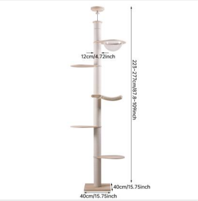 Floor to Ceiling Cat Tree Adjustable Cat Tower CaT-047