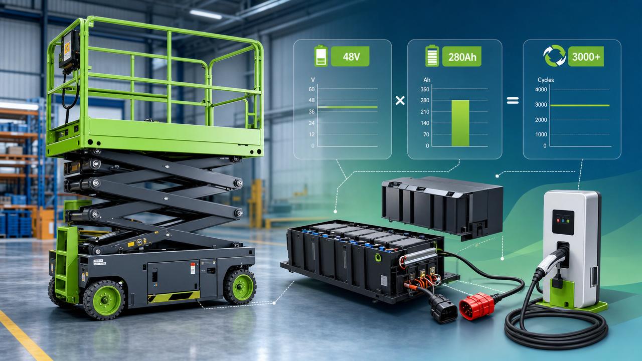 Scissor Lift Battery Selection Guide: Voltage, Capacity, and Duty Cycle Explained