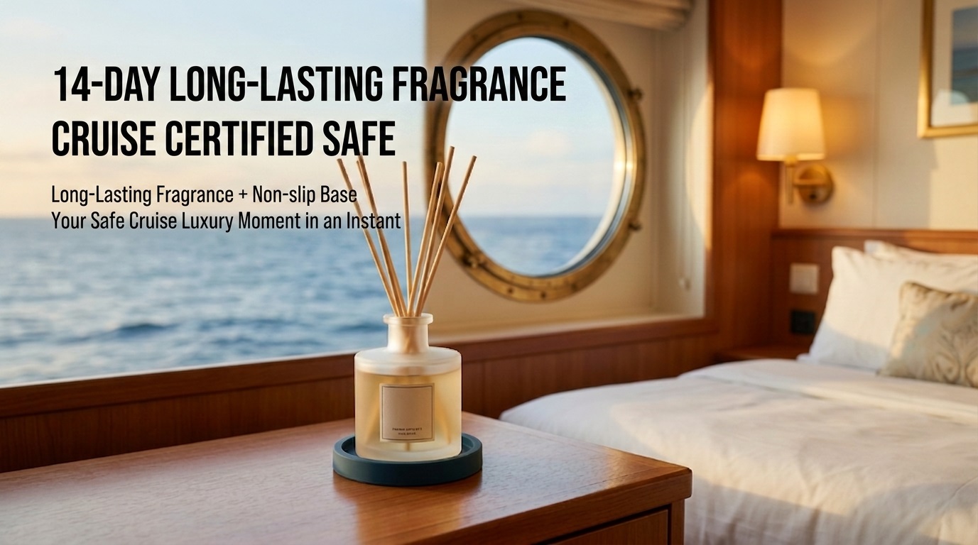 Cruise Cabin Reed Diffuser: Stable Diffusion, No Spillage, 14-Day Longevity, Fire Safety Approved Cruise Cabin Reed Diffuser: Stable Diffusion, No Spillage, 14-Day Longevity, Fire Safety Approved