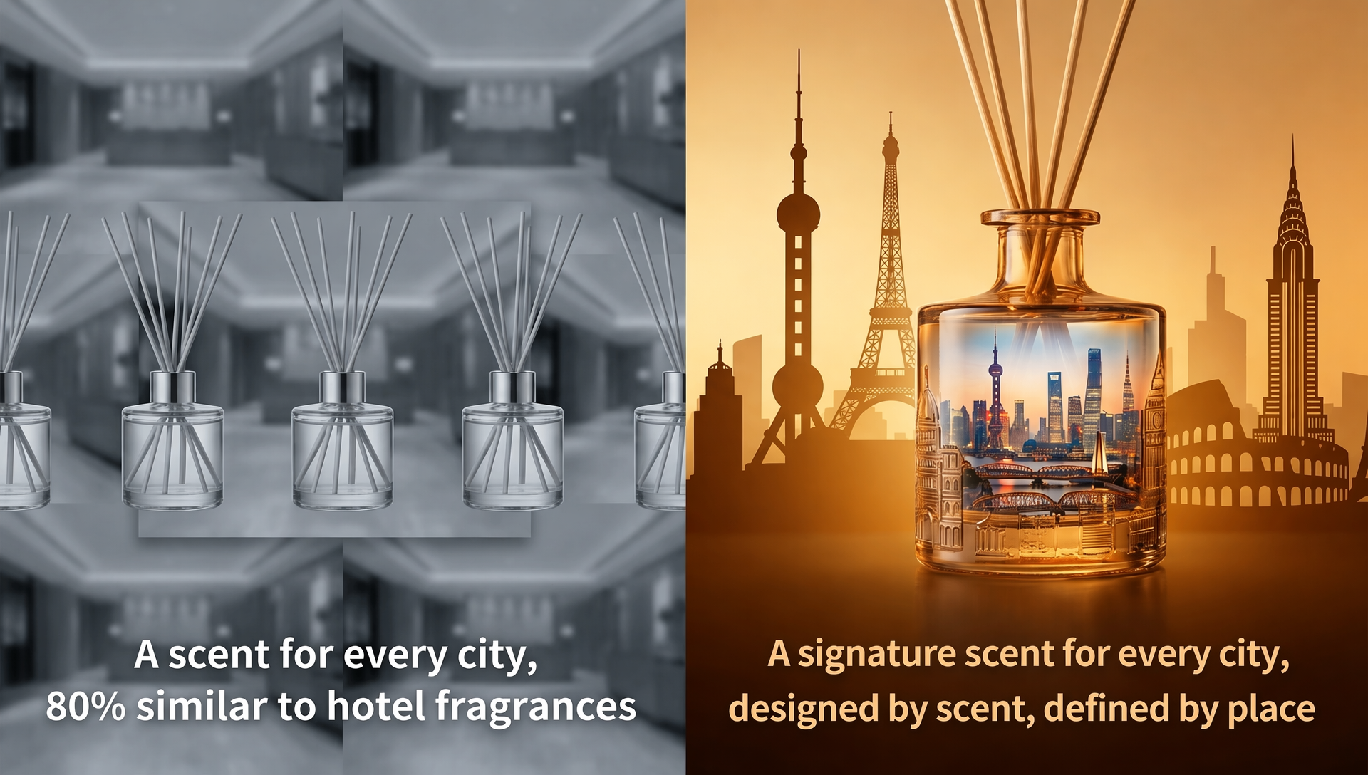 Every city has its own hotel atmosphere. What does your city smell like? Every city has its own hotel atmosphere. What does your city smell like?