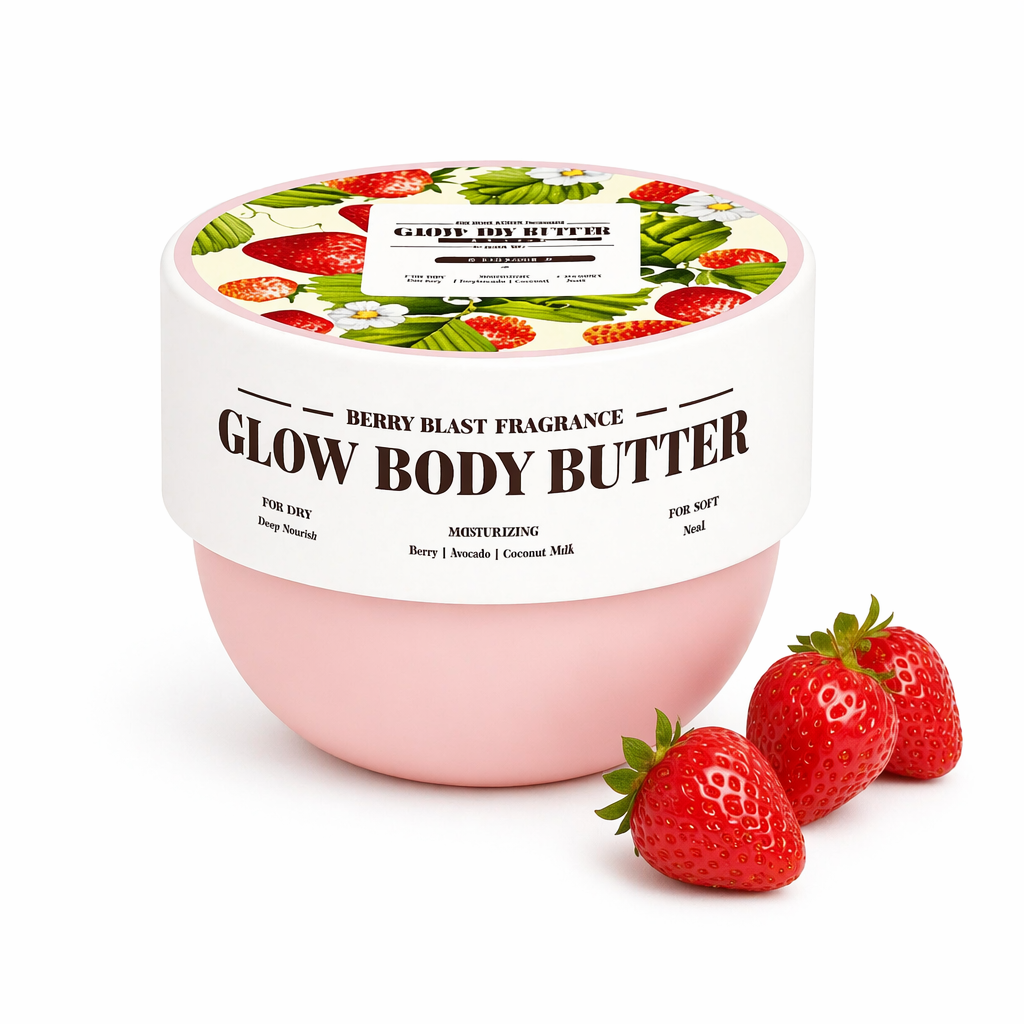 Glow Body Butter Berry Blast Fragrance Berry Sweet Orange Hydrating Private Label Body Butter Jar Fda Approved