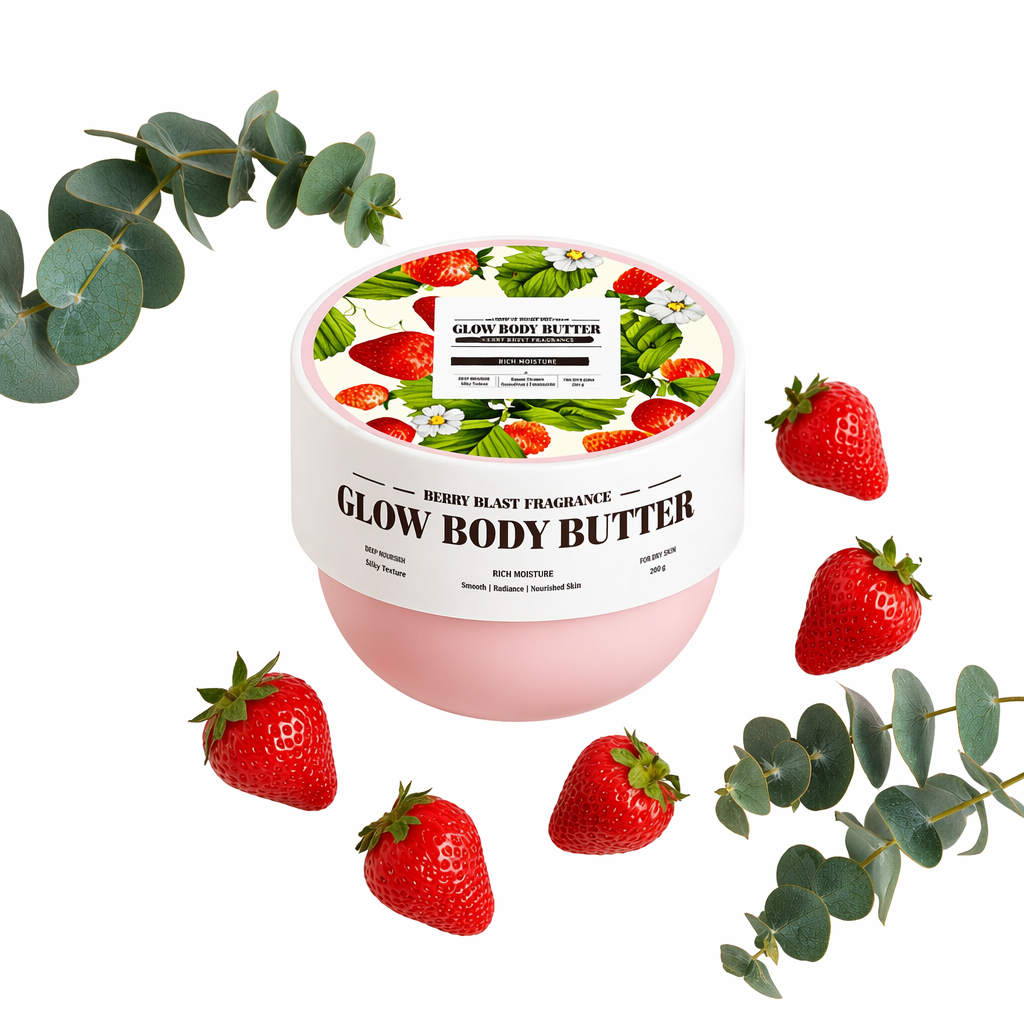 Glow Body Butter Berry Blast Fragrance Berry Sweet Orange Hydrating Private Label Body Butter Jar Fda Approved