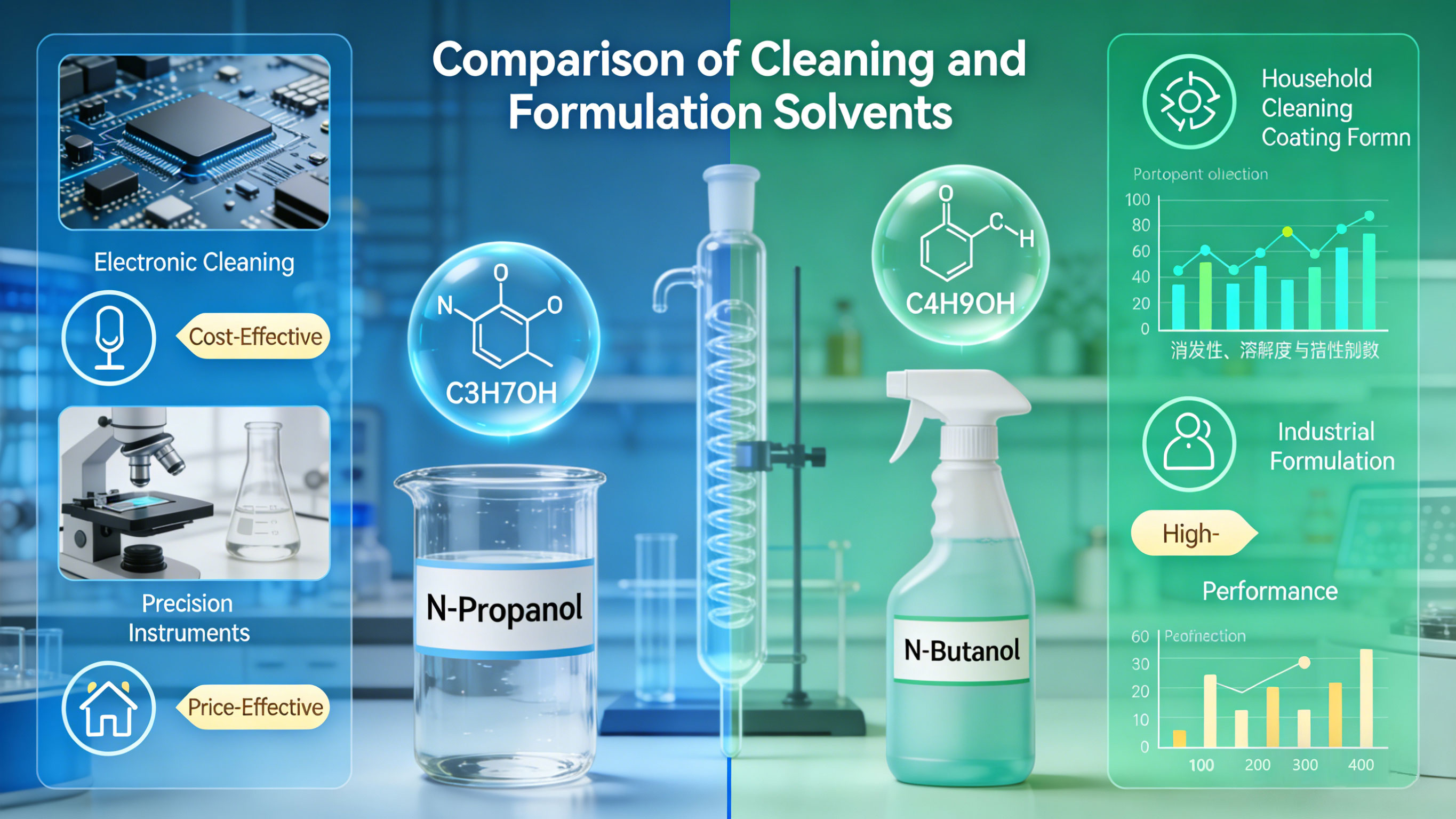 N-Propanol vs. N-Butanol: Disolventes rentables para limpieza y formulación